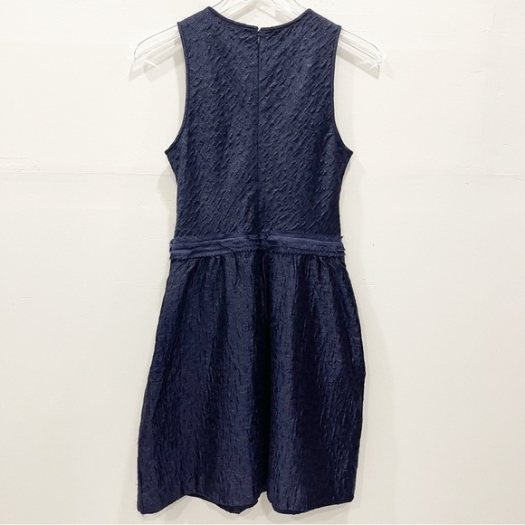 Theory Mildra Linden Fit & Flare Wool Blend Dress Navy Blue Textured Size 6 - Picture 3 of 13